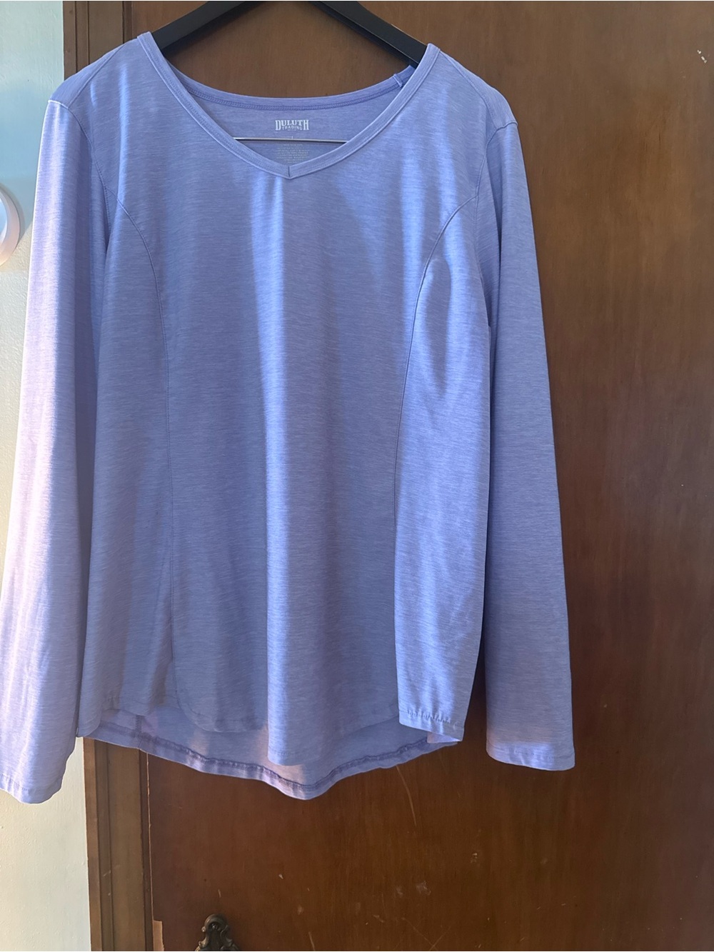 Duluth Trading Co Lavender V-Neck Long Sleeve Tee